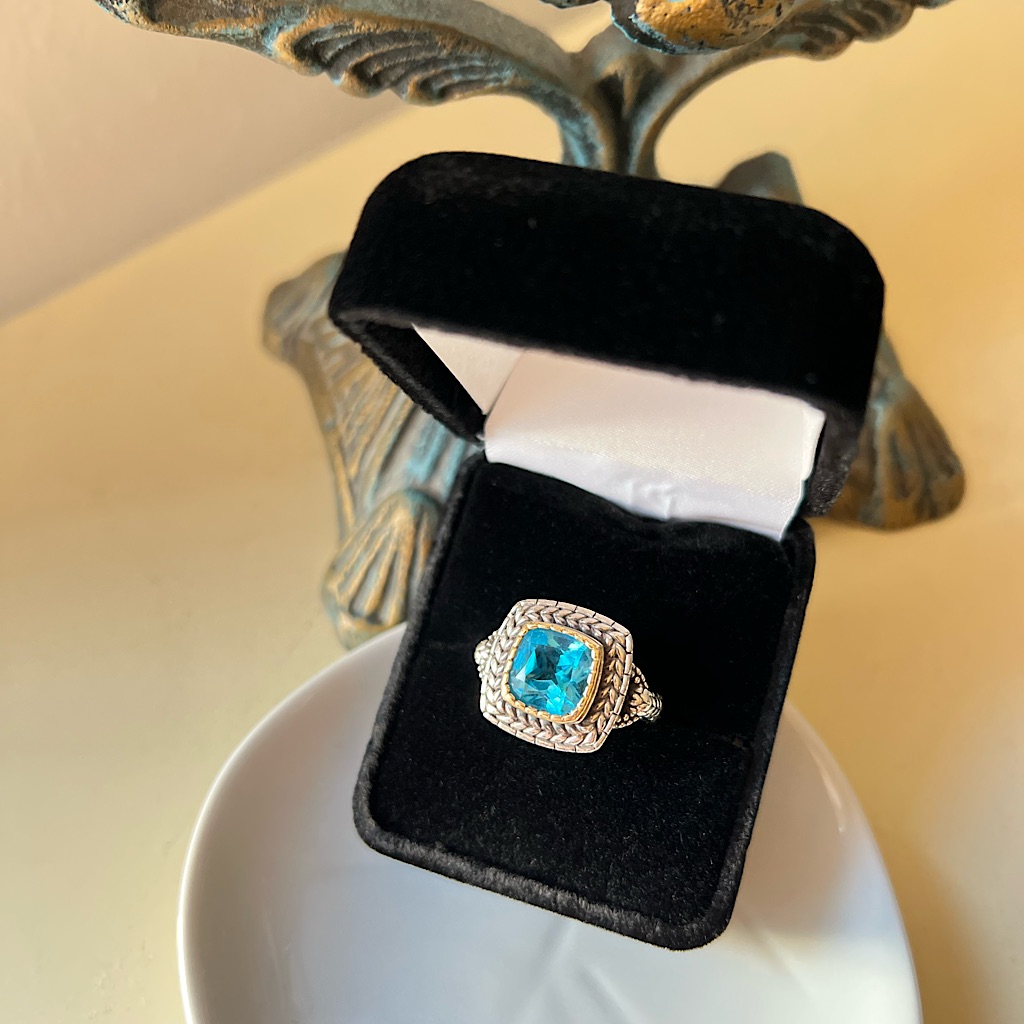 18k Yellow Gold | Sterling Silver | Cushion Cut London Blue Topaz